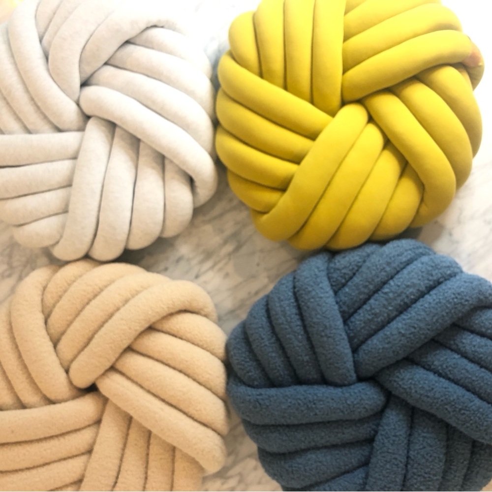 Cozy Knot Pillow Set - Yellow, Blue, Beige, Cream